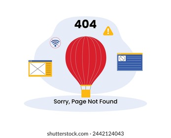 404 Página no encontrada con error de sistema, ilustración vectorial.