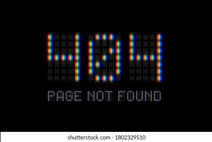 '404 PAGE NOT FOUND' text written with realistic pixel font, vector illustration