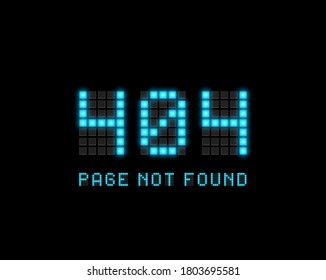 '404 PAGE NOT FOUND' text written with realistic pixel font, vector illustration