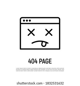 404 page thin line icon. Page not found. Vector illustration.