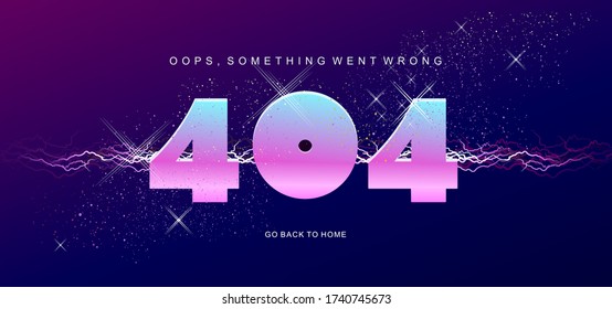 plantilla de página de banner vectorial 404 con error de banner