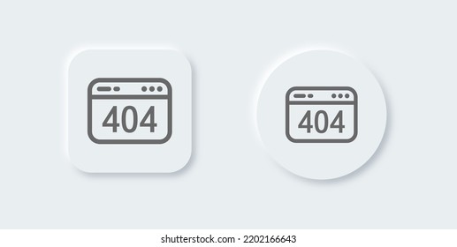 404 warning line icon in neomorphic design style. Error page signs vector illustration.