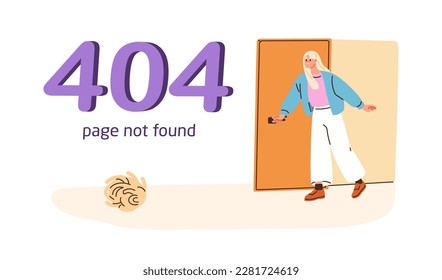 404 Web Page Not Found error. Website message design for network fail, access failure, unavailable webpage, mistake, internet problem. Flat graphic vector illustration isolated on white background