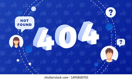 404 website page error. Social media marketing concept. Flat style design with gradient. Modern vector.