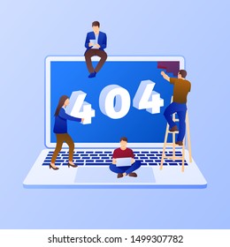 404 website page error. Social media marketing concept. Flat style design with gradient. Modern vector.