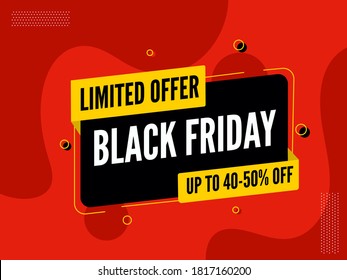 HASTA UN 40-50% de descuento para la oferta limitada de Black Friday Diseño de afiches en color rojo.