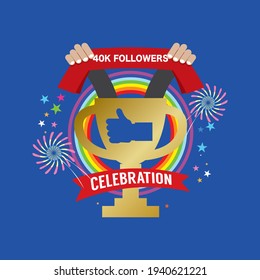 40k Likes Celebration Sign Symbol Vector Illustration.