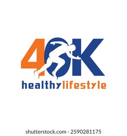 40K Run Logo Design Vector Long Running
