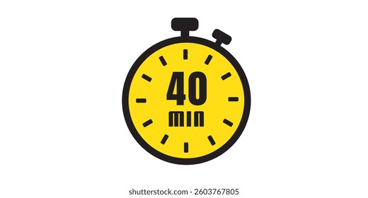 40-Minute,  Timer Clock, Stopwatch Icon Set. Stopwatch Time Countdown Clipart for Fitness, Workout, and Productivity. Timer Icon Vector, Illustration Template Design Set.