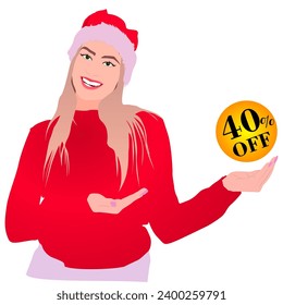 40%off christmas smiling beanie vector illustration blonde discount sphere.