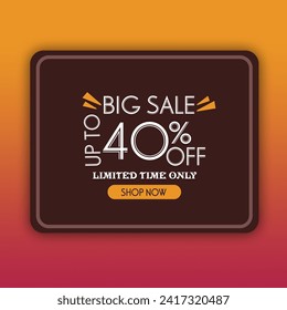 40%off,Special offer banner design, promotion, discount, shopping limited in time,vector illustration.