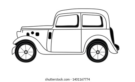 40s car sketch - old car Vector art 