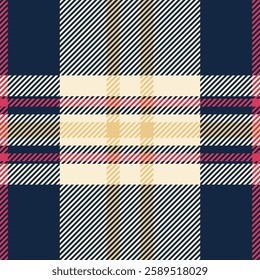40s vector seamless background, spring textile plaid check. Formal texture pattern tartan fabric in dark and antique white colors palette.