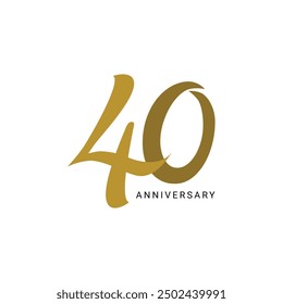 Logotipo del aniversario 40, 40 años, color dorado, elemento de diseño de Plantilla de Vector para cumpleaños, invitación, boda, jubileo e ilustración de tarjeta de felicitación.