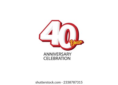 40th, 40 years, 40 year anniversary minimalist logo, jubilee, greeting card. Birthday invitation, sign. Red space vector illustration on white background - Vector