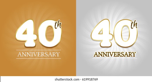 40th Anniversary Background - 40 years Celebration gold and Silver. Eps10 Vector.
