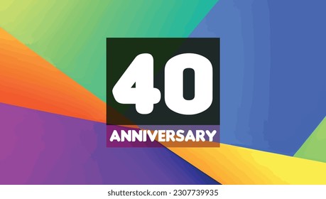 40th anniversary birthday celebration horizontal with colorful background lines and squares
