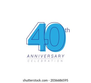 40th anniversary blue colored vector design for birthday celebration, isolated on white background