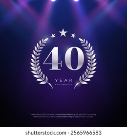 40th Anniversary celebration, Fortieth year Anniversary celebration on lights background for celebration event, festive illustration.
