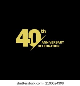 40th Anniversary Celebration Illustration Gold Color On Black Background Vector Logo Template.