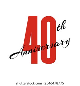 40th anniversary celebration label, forty years jubilee card vector template, happy birthday sign, event invitation, social media congratulation post template