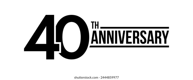 40th anniversary celebration label. Fourty years jubilee congratulation card vector template. Happy birthday sign. Event invitation.