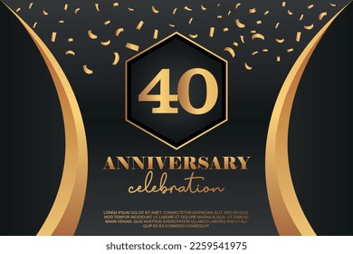 40th Anniversary celebration Logo with  golden Colored vector design for greeting abstract illustration   