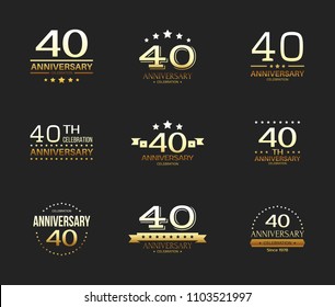 40th anniversary celebration logo set. 40 year jubilee banner.
