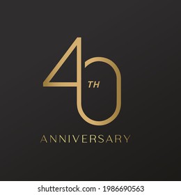 40th anniversary celebration logotype with elegant number shiny gold design