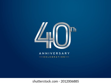 Logotipo de celebración del 40 aniversario con número vinculado color plata aislado en color azul. aniversario vectorial para celebración, tarjeta de invitación y tarjeta de saludo