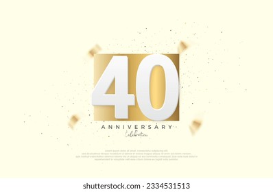 40th anniversary celebration, with numbers on elegant gold paper. Premium vector for poster, banner, celebration greeting.