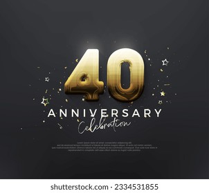 40th anniversary celebration, with shiny gold numbers on a black background. Premium vector background for greeting and celebration.