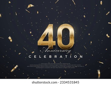 40th anniversary celebration, vector 3d design with luxury and shiny gold. Premium vector background for greeting and celebration.