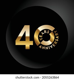40th anniversary, anniversary celebration vector design with gold color on black geometric background and circle shape.