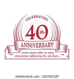 40th anniversary design template. Vector and illustration.