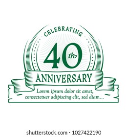 40th anniversary design template. Vector and illustration.