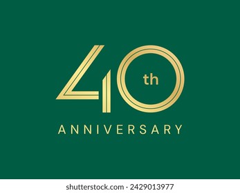 40th Anniversary with double lines style luxury gold celebration logo vector design concept. Forty years anniversary gold logo template for celebration event, invitation, greeting, company, business.