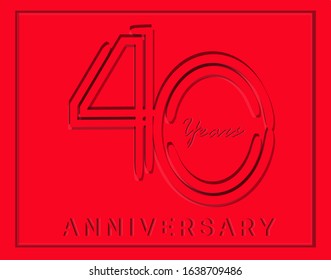 40th Anniversary with elegant red stripe motif, anniversary template design for web ,Creative poster, booklet, leaflet, flyer, magazine, invitation card