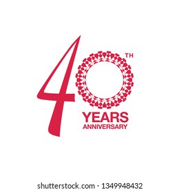40th anniversary emblem. Fortieth years anniversary celebration symbol