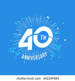 40th Anniversary fireworks and celebration background. vector design template