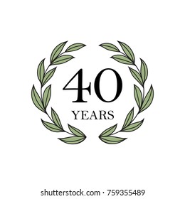 40th anniversary with floral laurel wreath