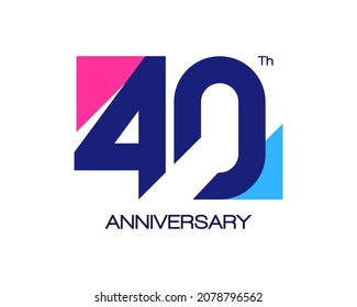 40th anniversary geometric logo. Design with triangle shapes for birthday or celebration