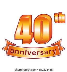 40th anniversary. Golden vector label.
