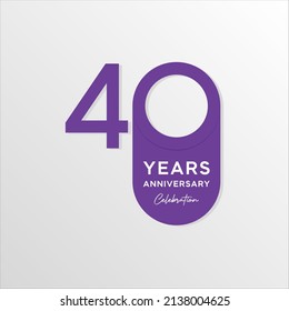 40th anniversary logo. Anniversary celebration logo design with purple color for booklet, flyer, magazine, brochure poster, web, invitation or greeting card. vector illustrations.