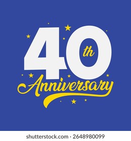 Projeto do logotipo do 40º aniversário. 40 anos aniversário comemoração banner, cartaz, modelo. ilustração vetorial.