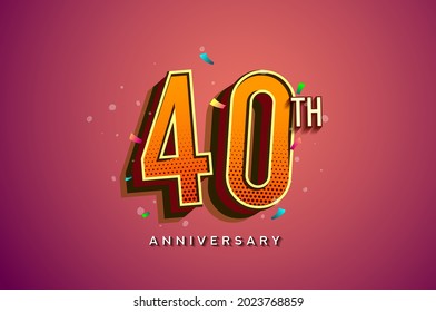 40th Anniversary Logo Design With Colorful Confetti, Birthday Greeting card with Colorful design elements for banner and invitation card of anniversary celebration.