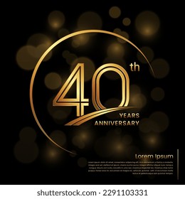 40th Anniversary logo design with double line numbers. Golden anniversary template. Vector Logo Template