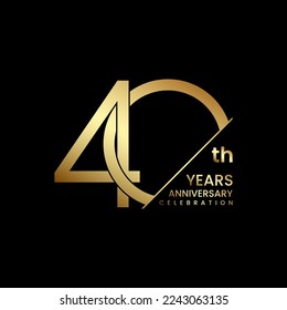 40th Anniversary. Anniversary logo design with golden text. Logo Vector Illustration