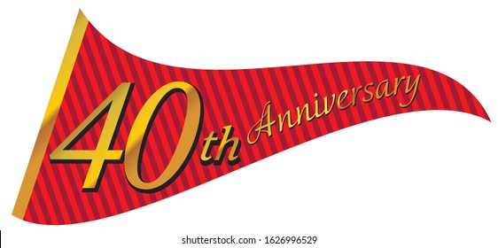 40th anniversary logo design with triangular red flag, real illustration  fluttering in the wind