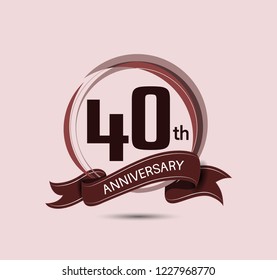 40th anniversary logo with elegance brown color composition and ribbon isolated on soft brown background for celebration company event